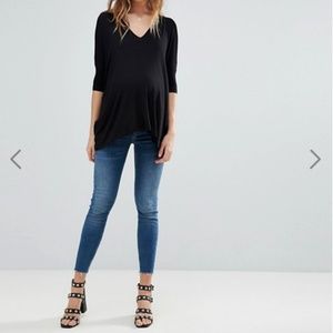 ASOS Design Maternity High Waist Jeans Raw Hem